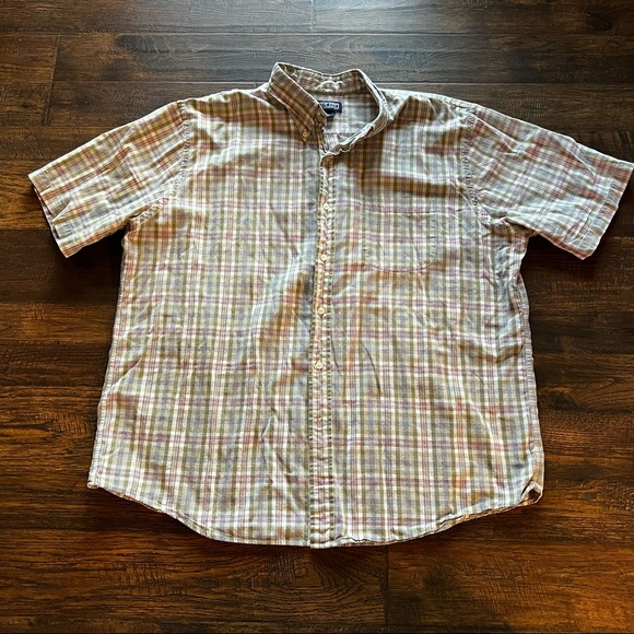 Multicolor Plaid Lands’ End Button-down Short Sleeve Shirt XL - Picture 4 of 5